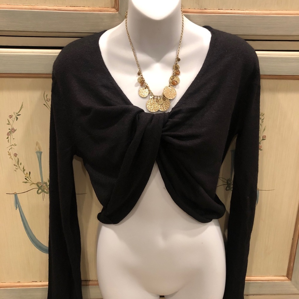 NWT *Acrobat* SILK / CASHMERE  $69 🎁 Lord & Taylor M-L black twist crop sweater